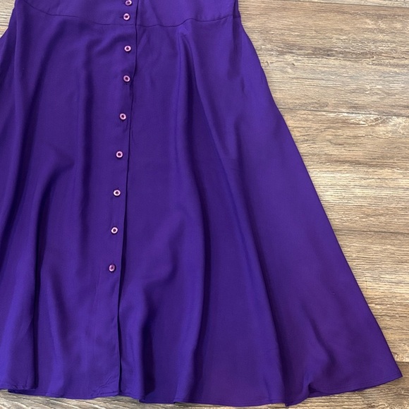 NWT Vintage Alain Toussaint Purple Button Down Shirt Dress Size 12 Petite - Picture 8 of 14